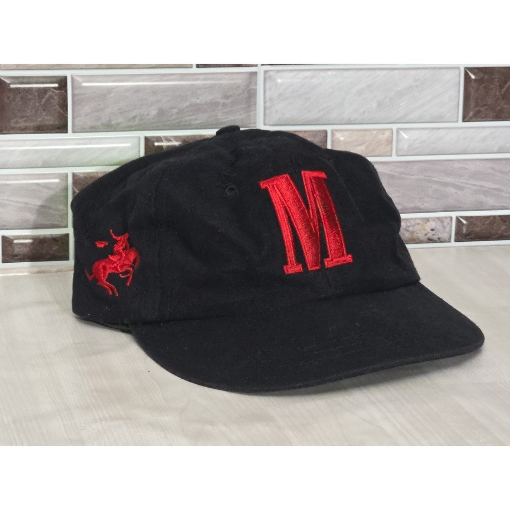 Vintage 90s Black Red Strapback Hat Cowboy Cigarette Brand Men's Ball Cap - Picture 7 of 16